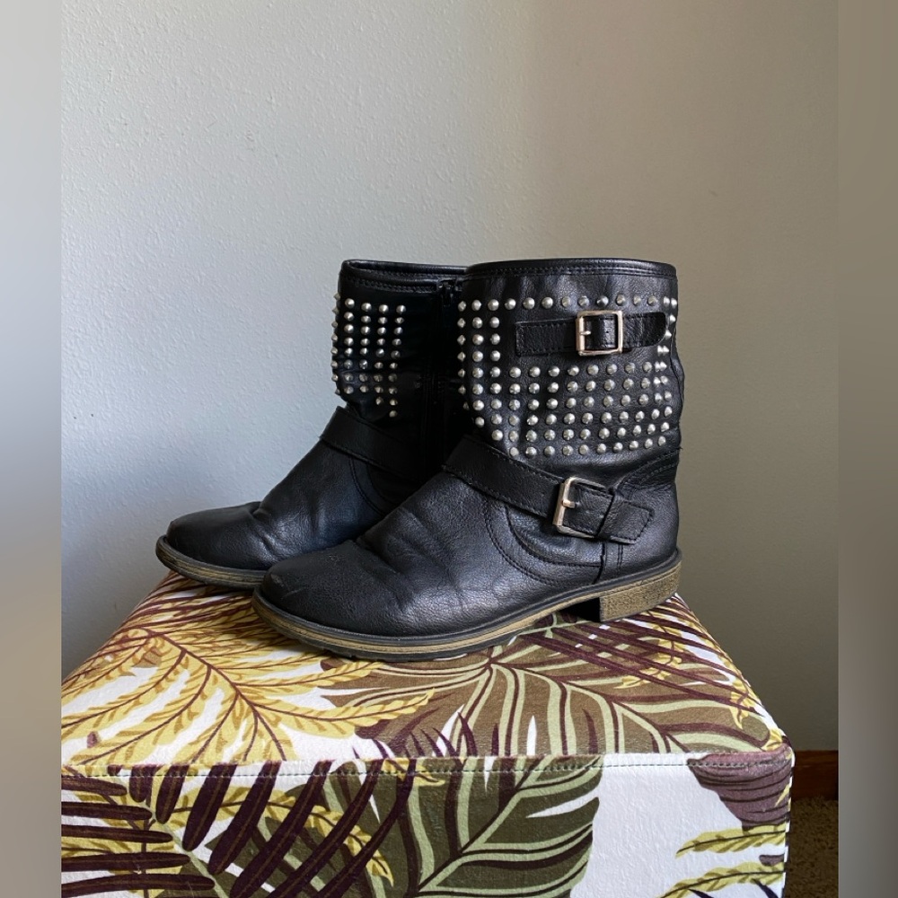 Candie's Black Combat Moto Boots with Studded Detail